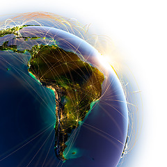 Image showing Main air routes in South America