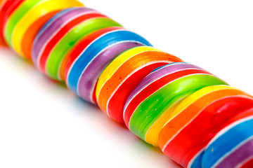 Image showing Rainbow Twirl Lollipop Candies