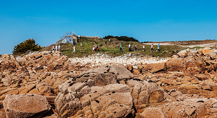 Image showing Tourists Walking in Britanny 