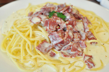 Image showing Spaghetti Carbonara and Beef Bacon