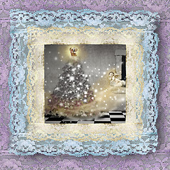 Image showing old lace picture, Christmas card