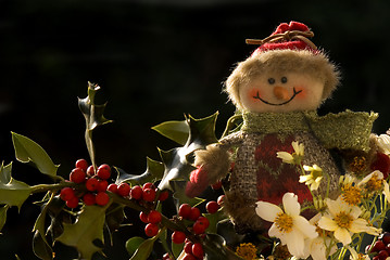 Image showing Christmas, snowman on a branch of holly