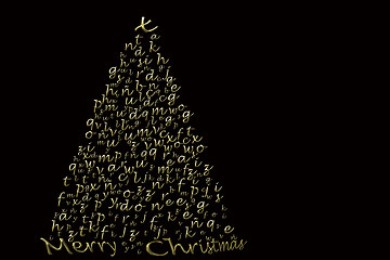 Image showing elegant Christmas card, fir gold letters