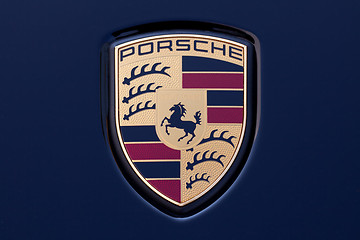 Image showing Porsche logo on dark blue