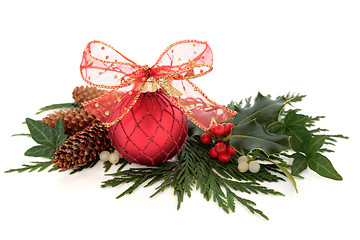 Image showing Christmas Bauble and Flora