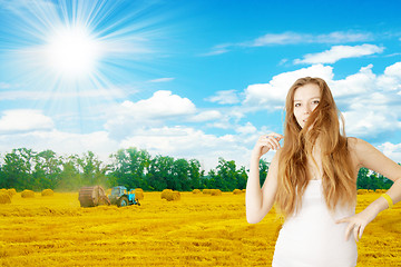Image showing girl and meadow