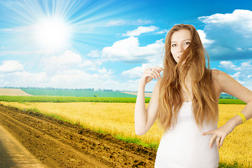 Image showing girl and meadow