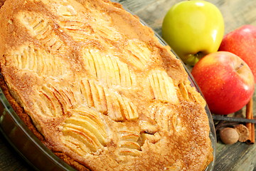 Image showing Alsatian apple pie closeup.