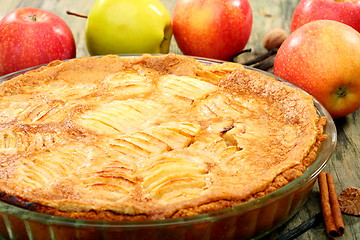 Image showing Homemade apple pie closeup.
