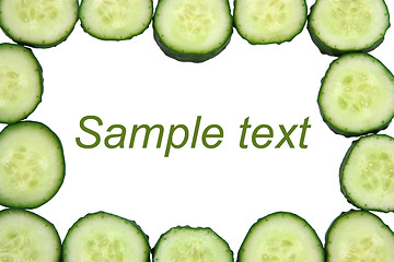 Image showing Framed with cucumbers isolated on white background