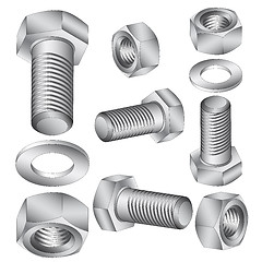 Image showing Stainless steel bolt and nut. Vector illustration.