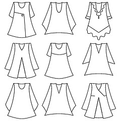 Image showing Vector set of fashionable  dresses for girl