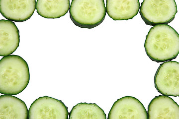 Image showing Framed with cucumbers isolated on white background