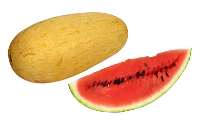 Image showing Fresh watermelon and melon 