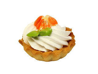 Image showing sweet cake with cream isolated on white