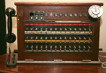 Image showing Antique telephone switchboard.