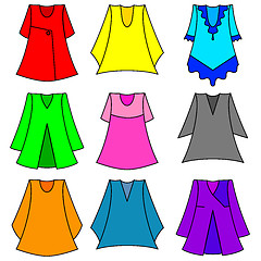 Image showing Vector set of fashionable  dresses for girl