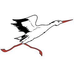 Image showing White Stork in flight. vector illustration.