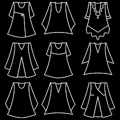 Image showing Vector set of fashionable  dresses for girl