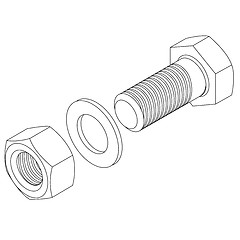 Image showing Stainless steel bolt and nut. 