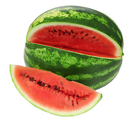 Image showing Fresh watermelon and slices isolated 