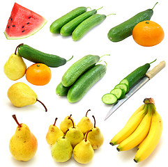 Image showing Set of fruits and vegetables isolated on white background