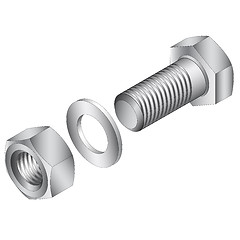 Image showing Stainless steel screw and nut. Vector illustration.