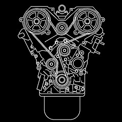 Image showing racing engine, front view. 