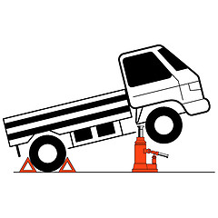 Image showing Device for lifting a car repair. Vector illustration.