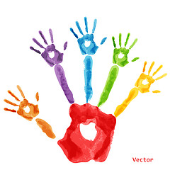 Image showing Colourful handprint paint