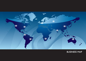 Image showing Business blue world map