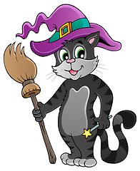 Image showing Cartoon cat with Halloween hat