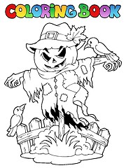 Image showing Coloring book Halloween scarecrow