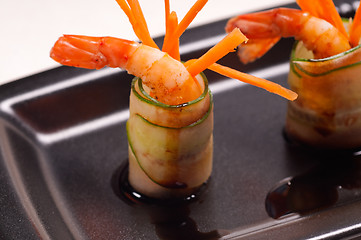 Image showing colorful  prawn shrimps appetizer snack