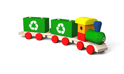 Image showing Toy train with recycling symbols