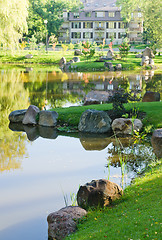 Image showing Garden in the Japanese style during autumn time