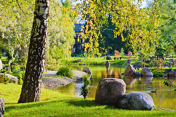 Image showing Garden in the Japanese style during autumn time