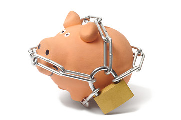 Image showing Piggy Bank in Chains