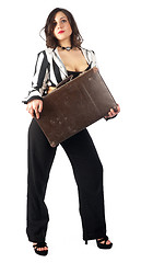 Image showing Pretty woman with suitcase