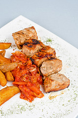 Image showing Grilled kebab pork meat