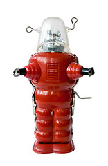 Image showing Old red metal robot