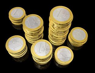 Image showing One euro coins