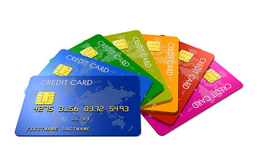 Image showing Colored credit cards