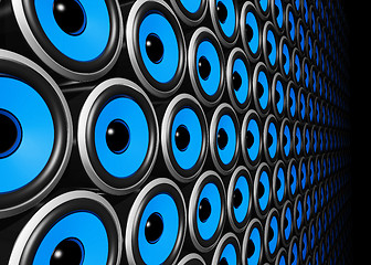 Image showing blue speakers wall