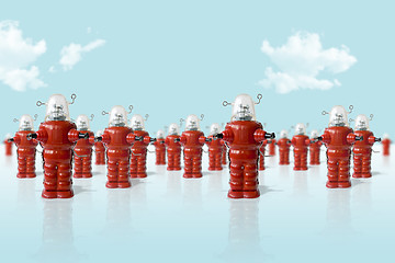 Image showing Old metal robots army