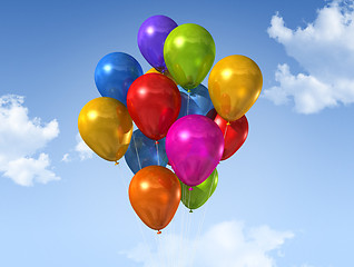 Image showing colored balloons on a blue sky