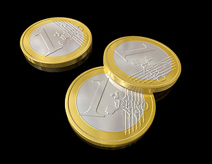 Image showing One euro coins