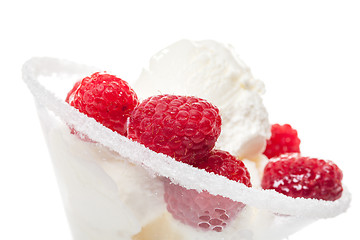 Image showing Ice Cream with Raspberries