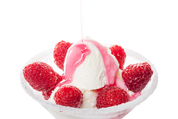 Image showing Ice Cream with Raspberries