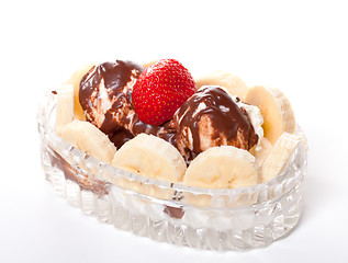Image showing Ice Cream with Strawberries and Bananas
